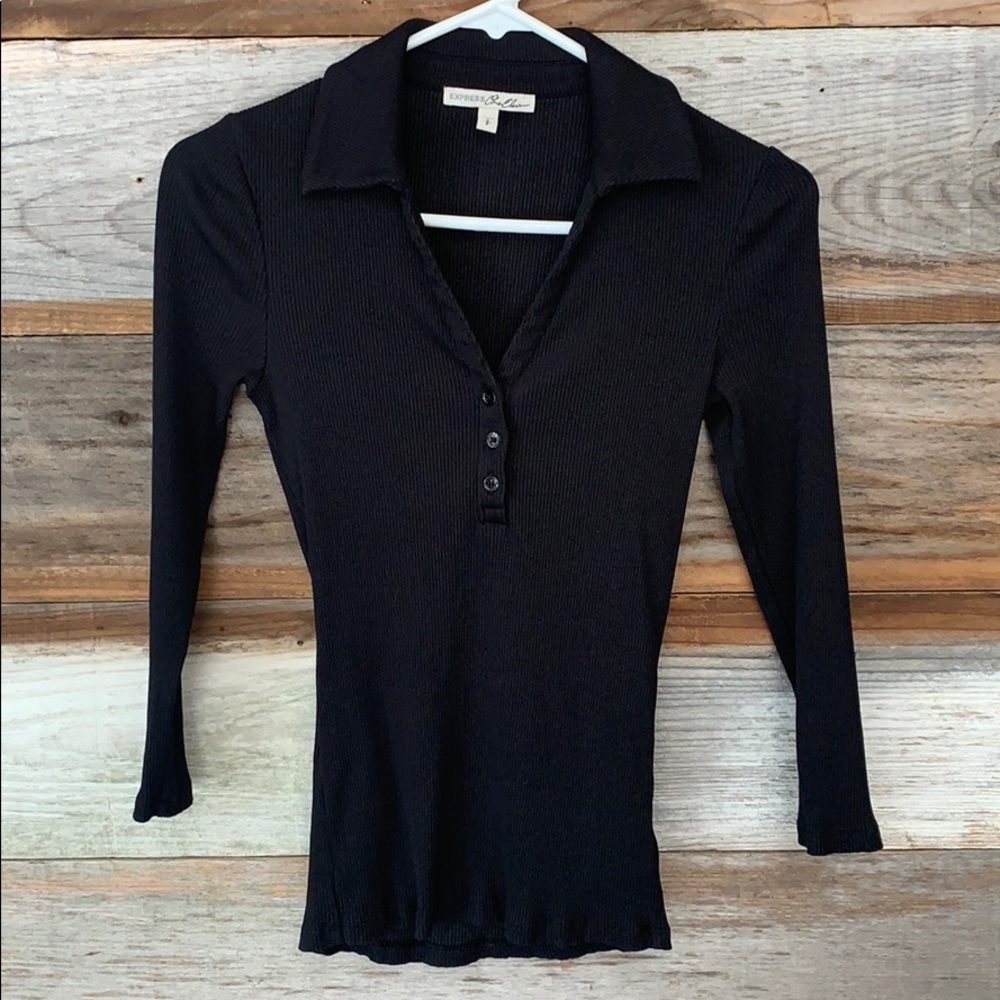 Express - Ribbed Slim Fit 3/4 Sleeve Sweater